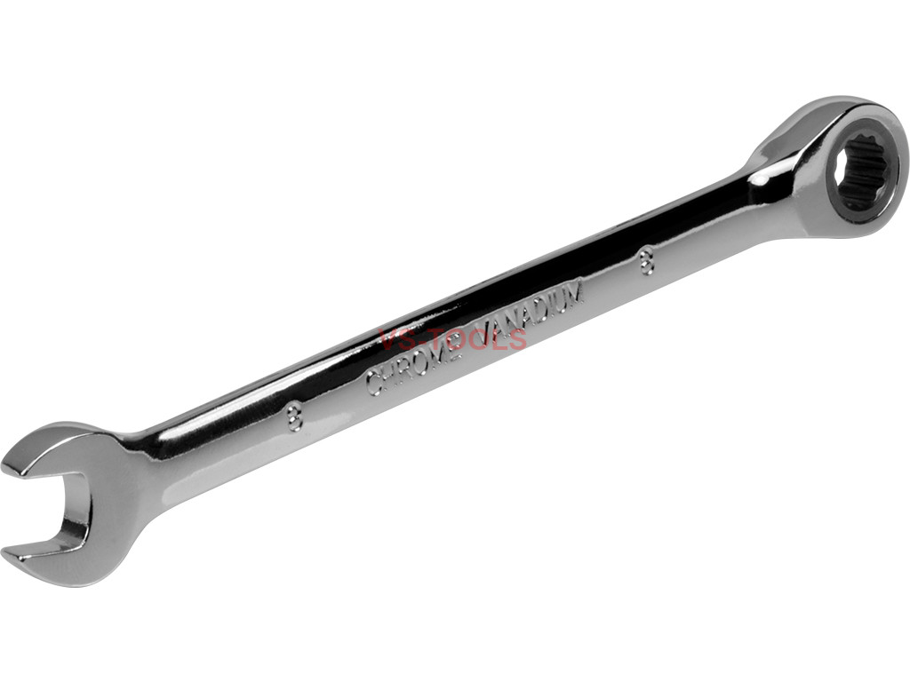 8mm Metric Chromed Ratchet Gear Spanner Fixed Head Combination